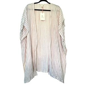 K153 Rachel Ashwell Linen Blend Striped Kimono NWT OSFM